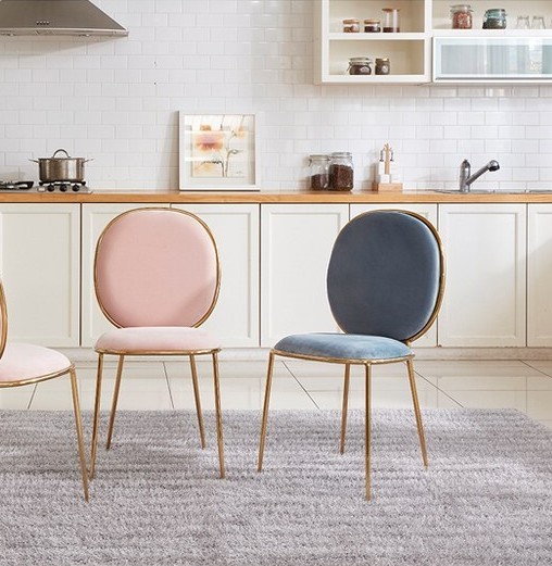 엘린까사 마카롱 인테리어 골드 벨벳 의자