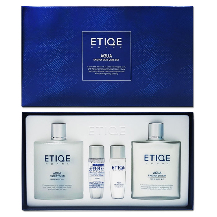 에띠끄 옴므 아쿠아 에너지 스킨케어 세트스킨 140ml + 로션140ml +견본품 : 스킨 30ml + 로션30ml A0222