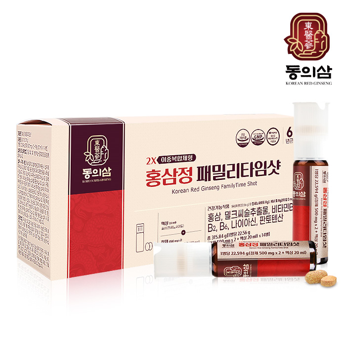 1+1동의삼 홍삼정 패밀리타임샷 (액상 20 ml + 정제 500 mg x 2정) x 14병 [B0060]