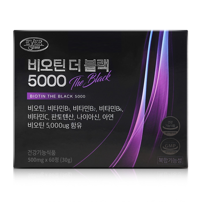 에버그린 비오틴 더 블랙5000 500mg x 60정 A0778