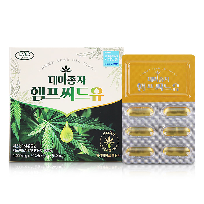 에버그린 대마종자 햄프씨드유 1,000mg x 60캡슐 A0715