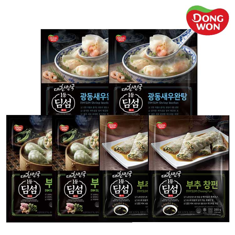 [동원] 딤섬 부추창펀 390g 2봉 + 부채교 283g 2봉 + 광동새우완탕 294g 2봉