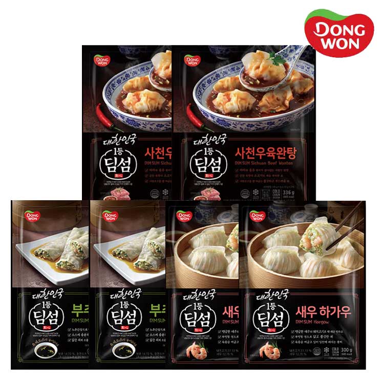 [동원] 딤섬 새우하가우 300g 2봉 + 부추창펀 390g 2봉 + 사천우육완탕 336g 2봉