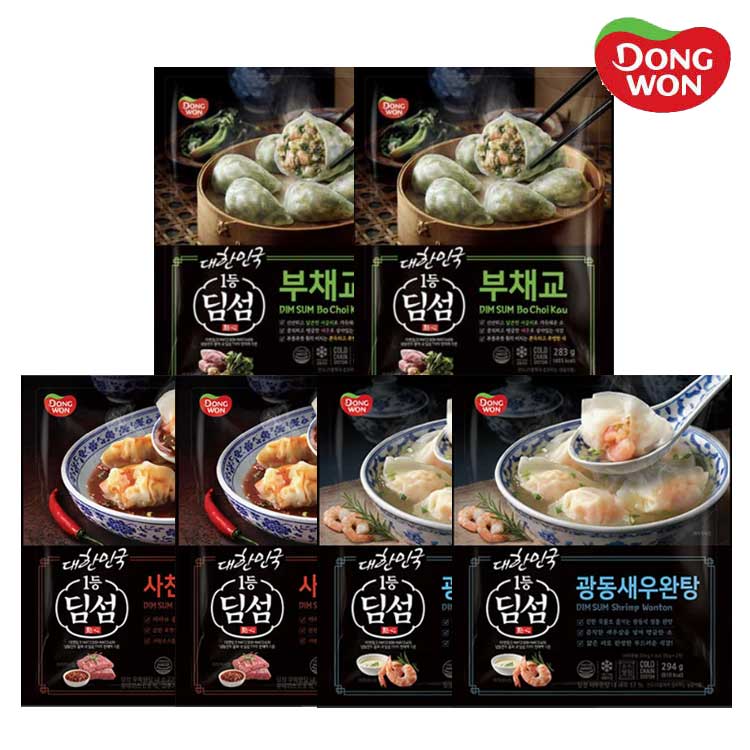 [동원] 딤섬 부채교 283g 2봉 + 광동새우완탕 294g 2봉 + 사천우육완탕 336g 2봉