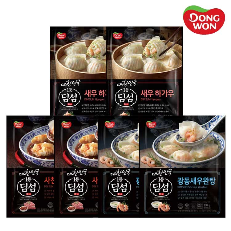 [동원] 딤섬 새우하가우 300g 2봉 + 광동새우완탕 294g 2봉 + 사천우육완탕 336g 2봉