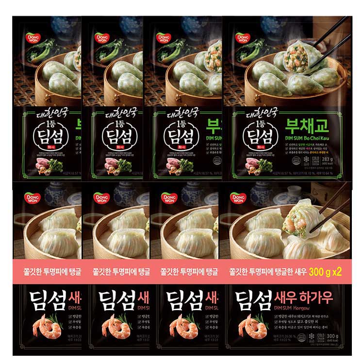 [동원] 딤섬 부채교 283g 4봉 + 새우하가우 300g 4봉
