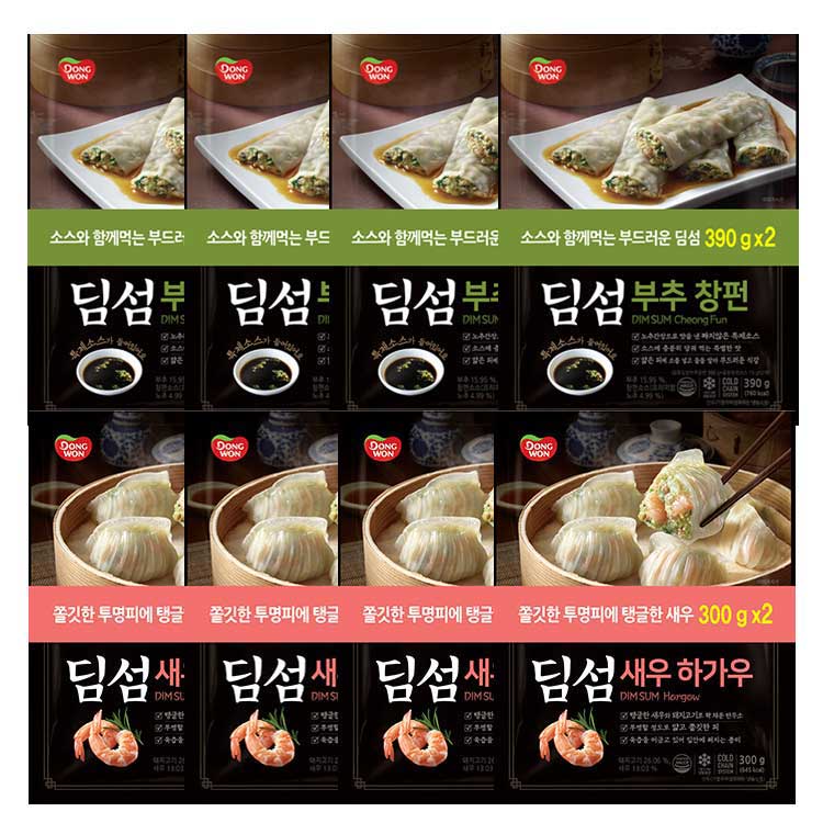 [동원] 딤섬 새우하가우 300g 4봉 + 부추창펀 390g 4봉