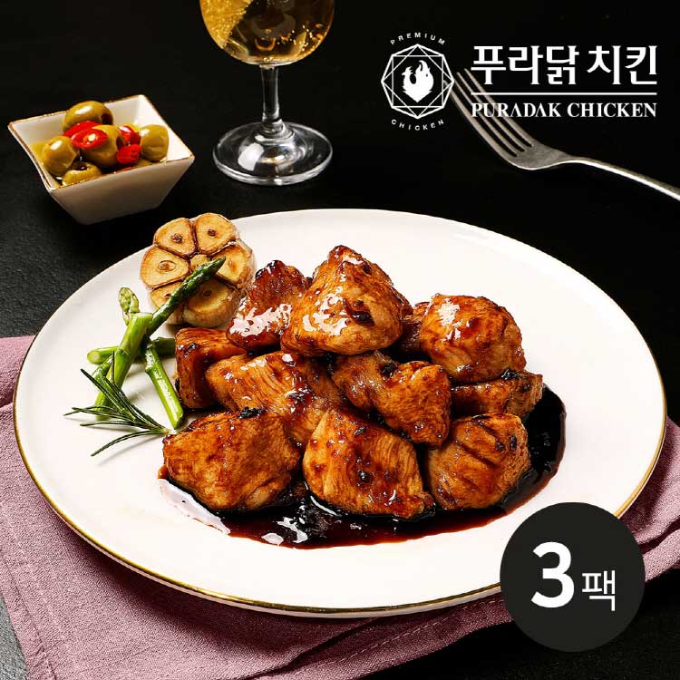 [푸라닭] 한입 쫄깃 닭가슴살 블랙알리오 100g 3팩