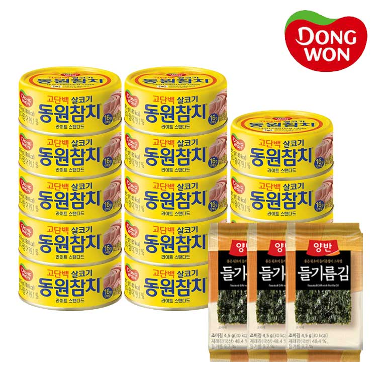 [동원] 라이트스탠다드 참치 85g 14캔 + 양반 들기름김 3봉