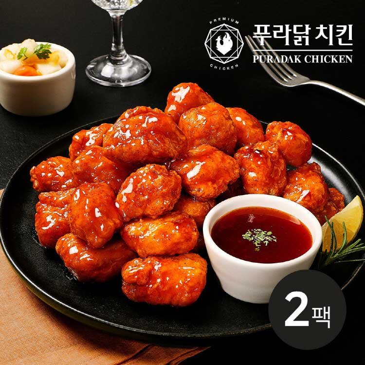 [푸라닭] 통살치킨 달콤양념 600g 2팩
