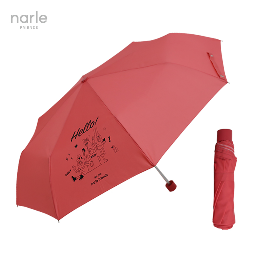 [만원의행복][나를프렌즈] 3단 수동우산 코랄레드