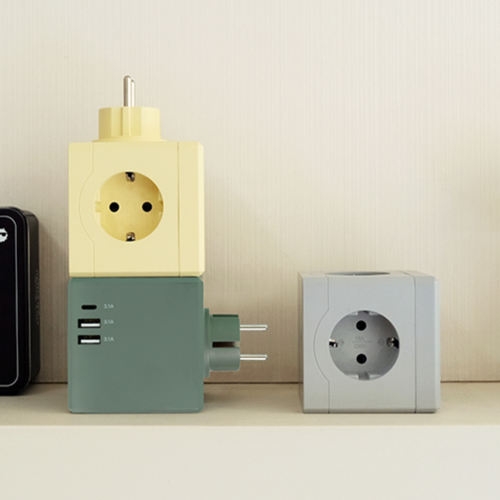 추가할인[에코너] MT01 플러그형 큐브 멀티탭 4000W 고용량 (3구/C타입포트/USB포트)