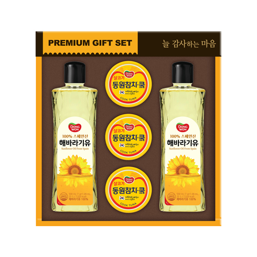 [동원] 행복 5호 (해바라기유 500ml x 2, 쿡참치 85g x 3)