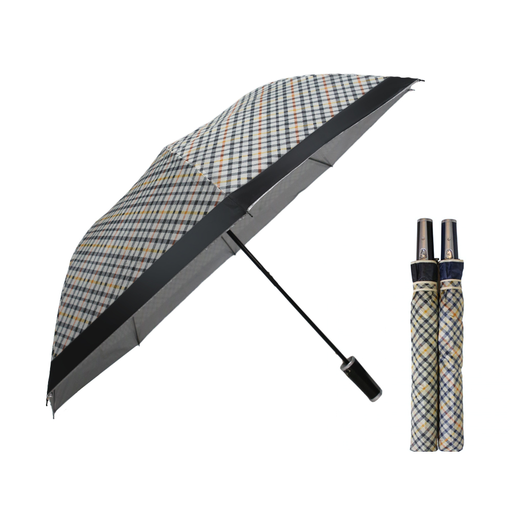 [만원의행복][YS리빙] 폴리 실버 체크 2단 자동우산