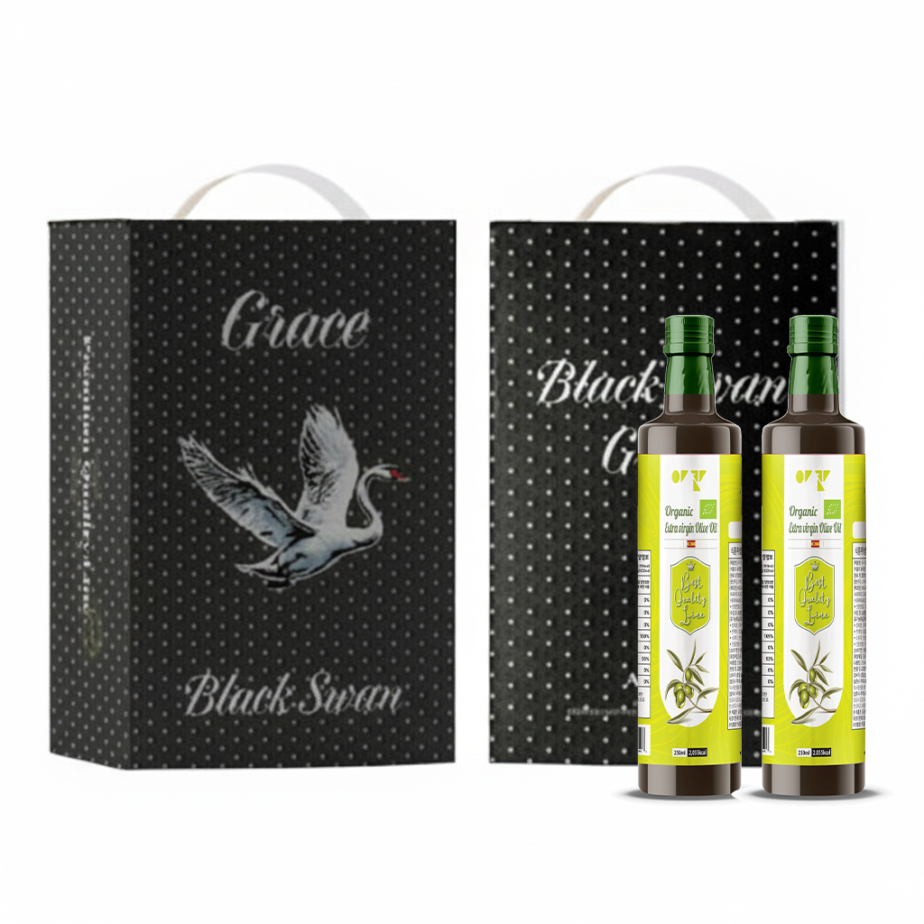 [아보아칸] 블랙스완(유올엑2) 유기농 올리브 엑스트라버진오일250ML*2EA 선물세트+손잡이박스