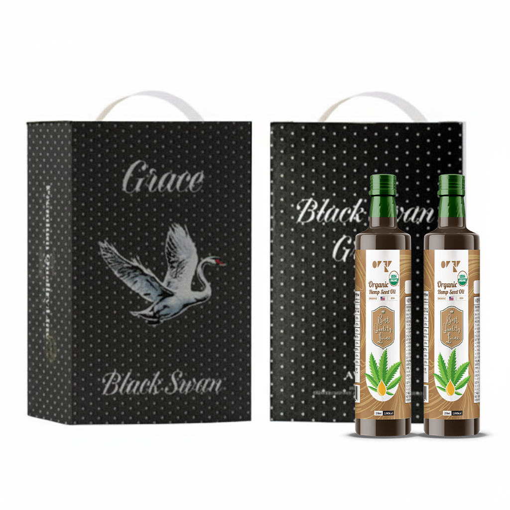 [아보아칸] 블랙스완(유대마종) 유기농 대마종자유250ML*2EA 선물세트+손잡이박스