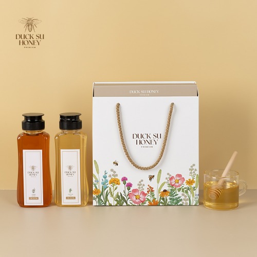 [덕수벌꿀] 국내산 천연벌꿀 300g 2종(아카시아 300g+야생화 300g)