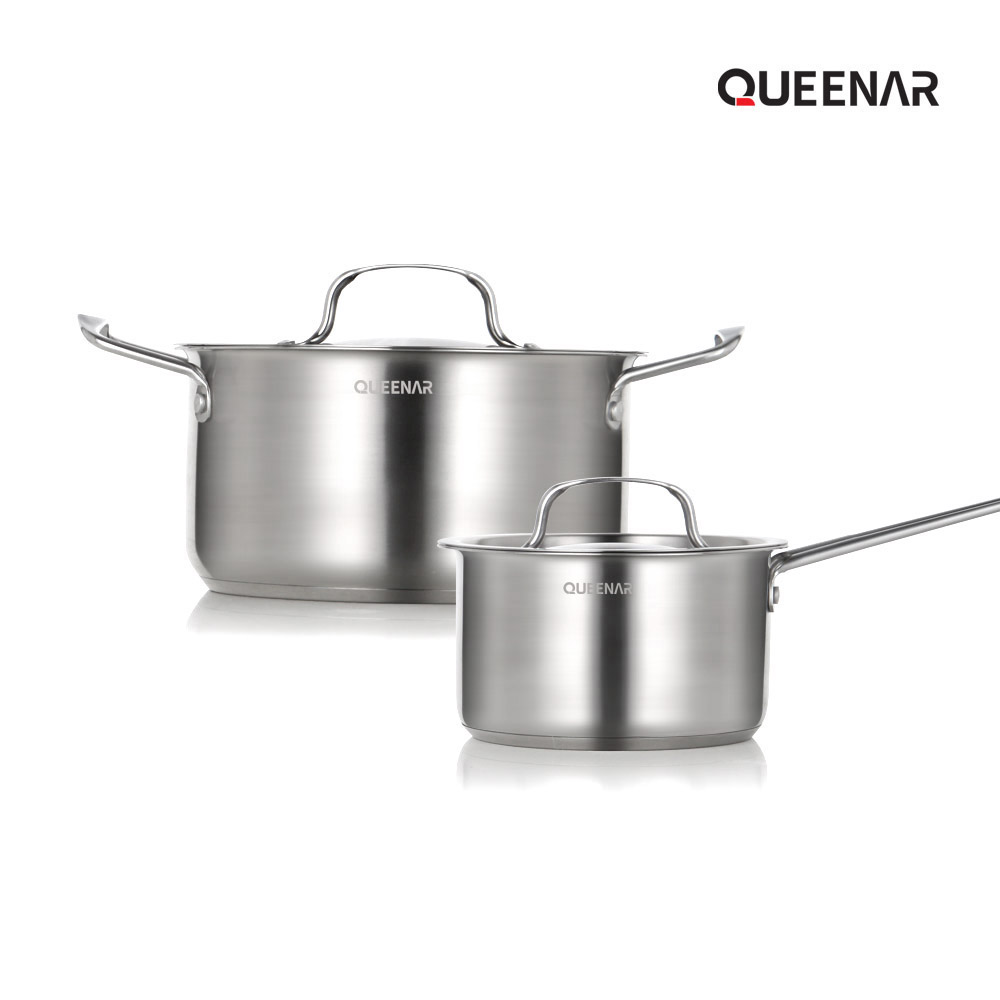 [퀸나] 듀오 스테인레스 2종 냄비 세트