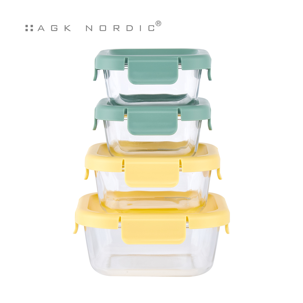 [AGK] 에어락 밀폐찬통 정사각 4조8P