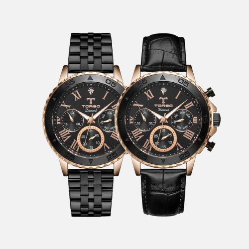 [토르소]멀티펑션 남성 메탈 다이아몬드 시계 T76M BRB(가죽밴드 추가 증정)