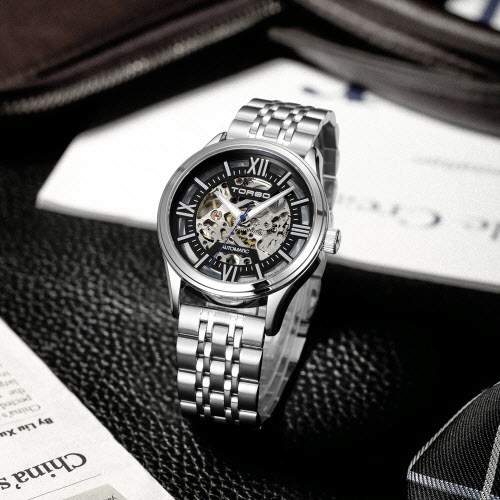 [토르소] 오르쿠스 스켈레톤 오토매틱 남성 메탈 워치 T607M-SBS