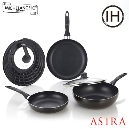 [미켈란젤로] 아스트라 인덕션 후라이팬 4종 세트(후24+후28+궁28+멀티뚜껑)