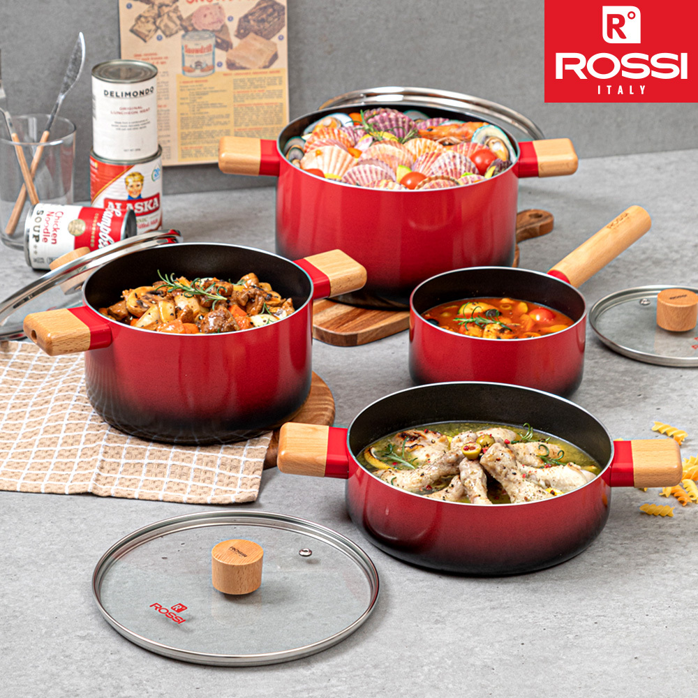 이태리 로시IH투톤레드 4종냄비세트(16편수+20양수+22전골+24곰솥)