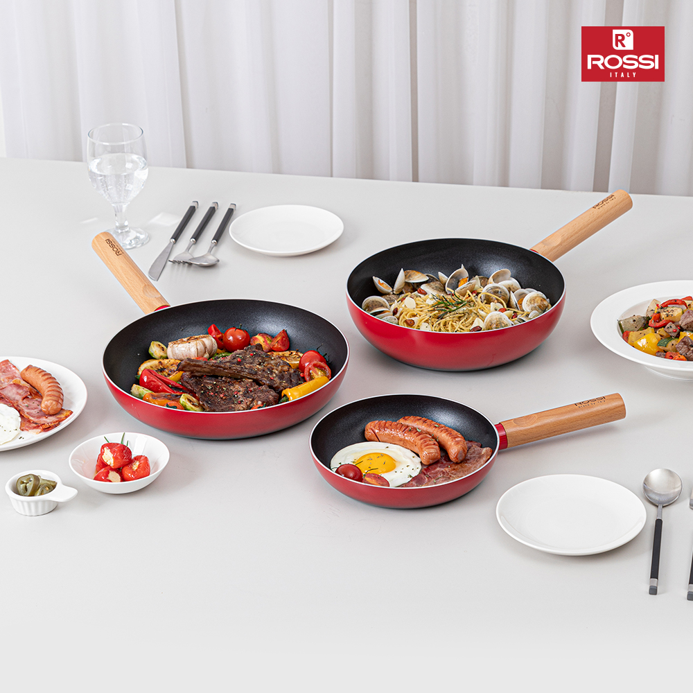 이태리 로시 IH투톤레드 후라이팬3(20+28cmfp+궁중26cm)