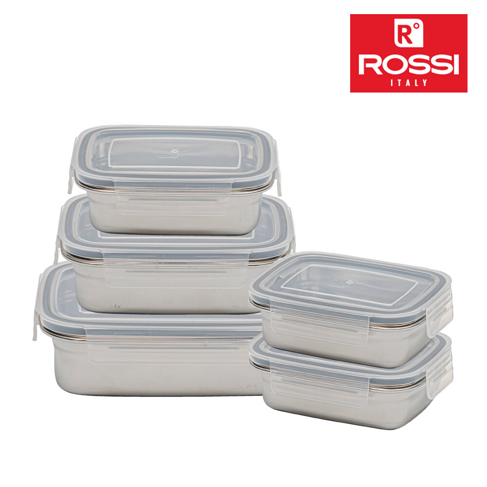 이태리 로시 뉴 더화이트 스텐밀폐용기5종