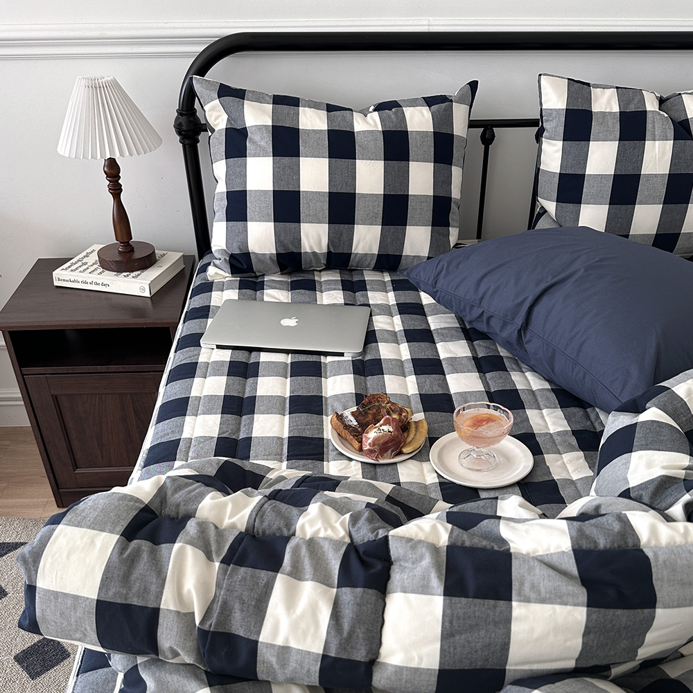 Guy laroche high-end comforter  워싱 깅엄체크 선염면 S차렵이불 SS풀세트