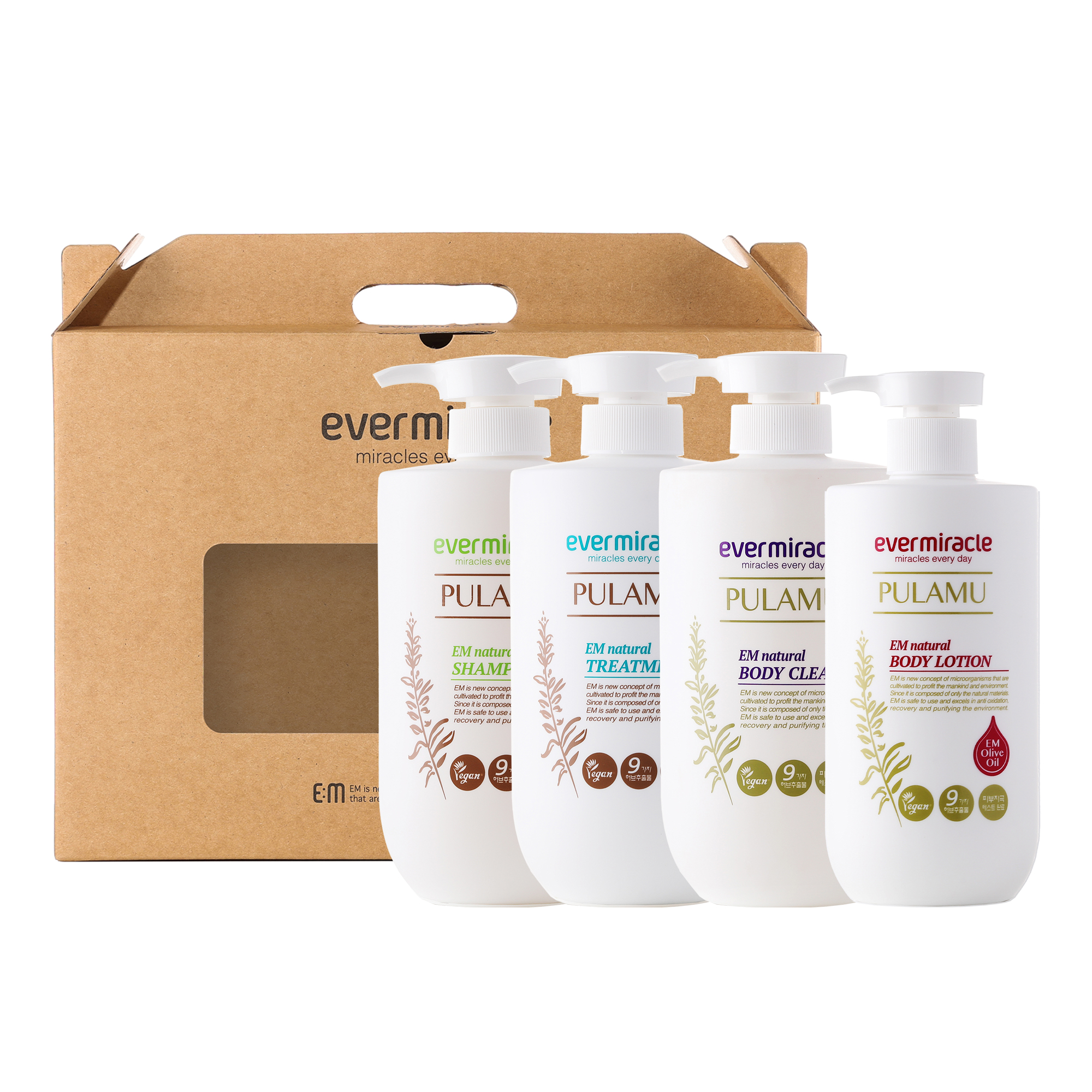 [EM] 풀라무 내추럴 EM 선물세트9 (샴푸, 트리트먼트, 바디클렌저, 바디로션)