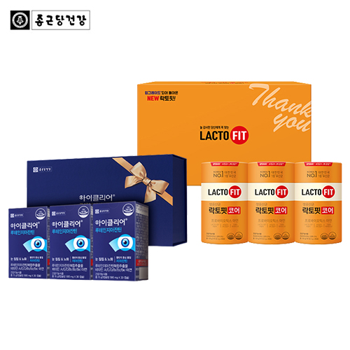 [종근당건강] NEW락토핏 코어 선물세트(리뉴얼)(3EA) + 아이클리어 루테인 지아잔틴 선물세트(30캡슐*3EA)