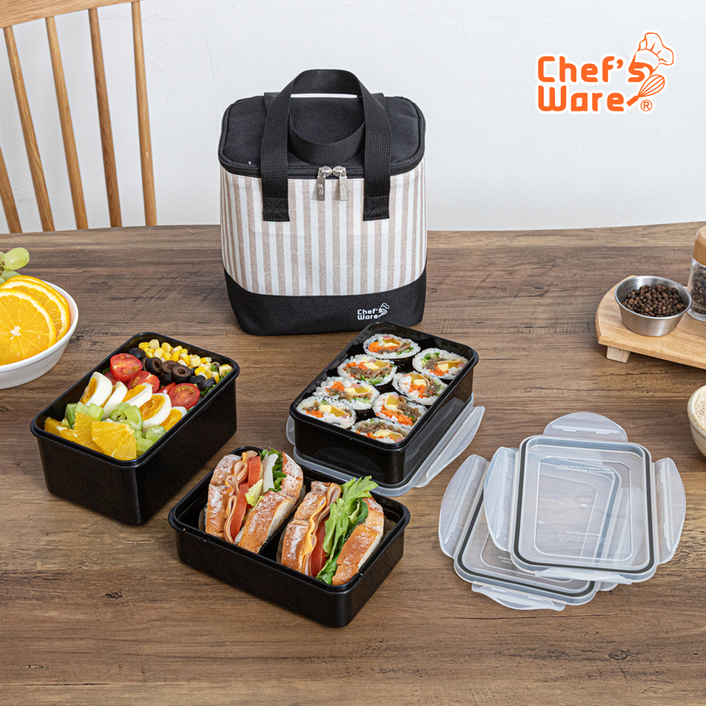 [셰프웨어] 얌 직사각 3단 도시락 세트