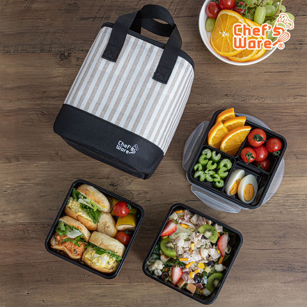 [셰프웨어] 얌 정사각 3단 도시락 세트
