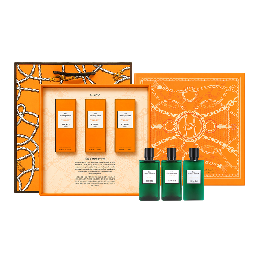 [Hermes] 에르메스 오 도랑쥬 베르트 헤어 3종 세트 + 쇼핑백 포함