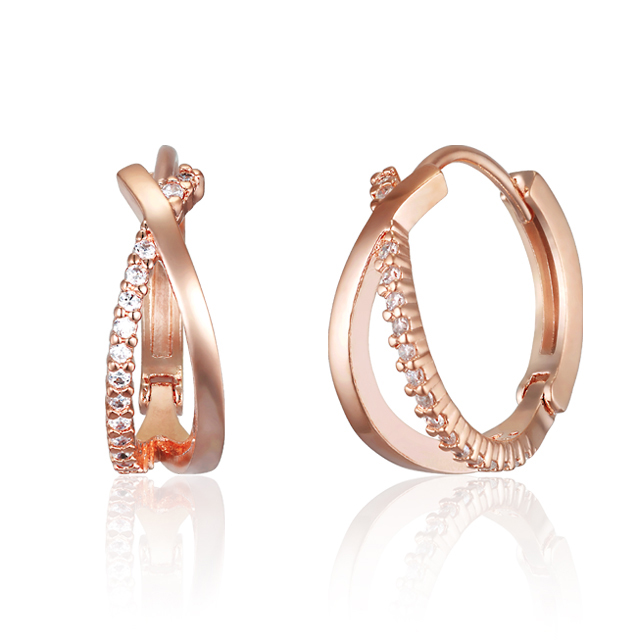 [만원의행복]엘르주얼리 14K 크로스 큐빅 링 귀걸이(gold plated) ELGPEE515 