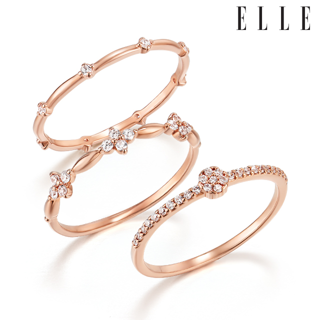 엘르주얼리 플라워 레이어드 링 3종 세트 ELBRWR115 