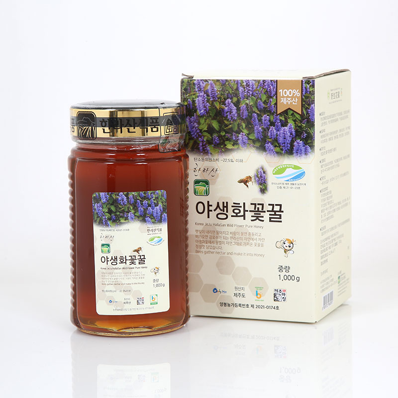 제주하우스 한라산 야생화꽃꿀 유리병 1kg