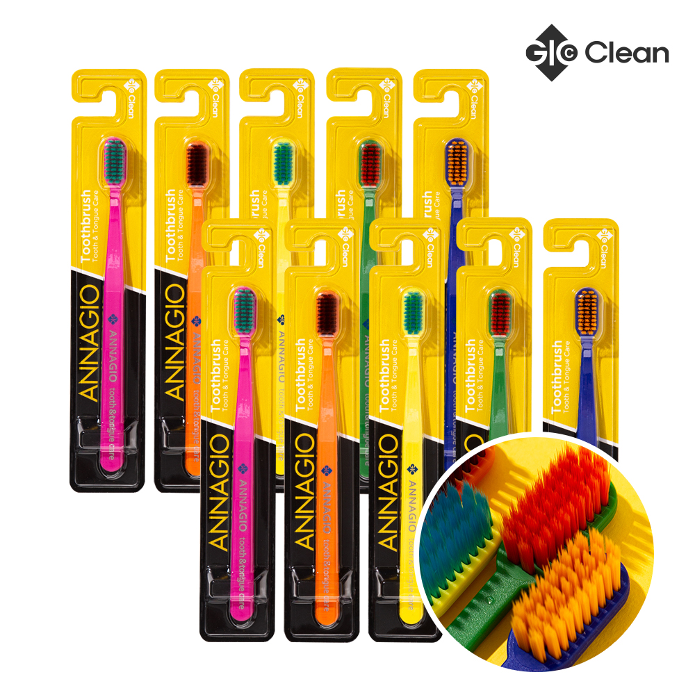 지오클린 안나지오 혀클리너 겸용 구취케어 칫솔 10개입