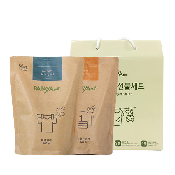 파파야플러스 저탄소 세제유연제 파우치 2종