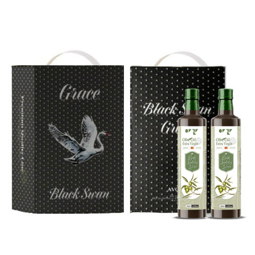 [아보아칸] 오일선물세트 블랙스완(올리브엑스트라버진250ML*2EA)+손잡이박스