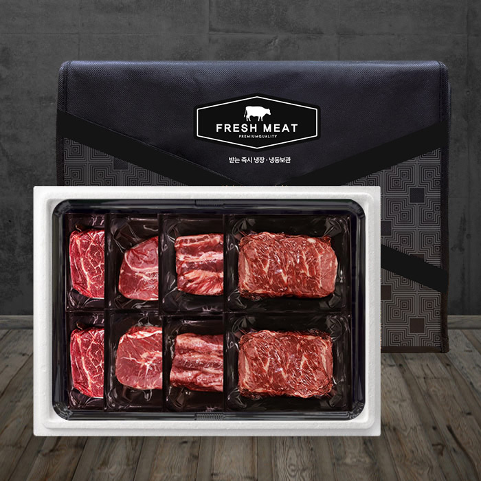 미국산 탑초이스 블랙앵거스 구이용 선물세트5호(총1.6kg/각400g/살치살+갈비살+부채살+척아이롤)