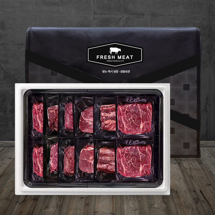 미국산 탑초이스 블랙앵거스 구이용 선물세트6호(총2.4kg/살치살600g+갈비살600g+토시살400g+부채살400g+척아이롤400g)