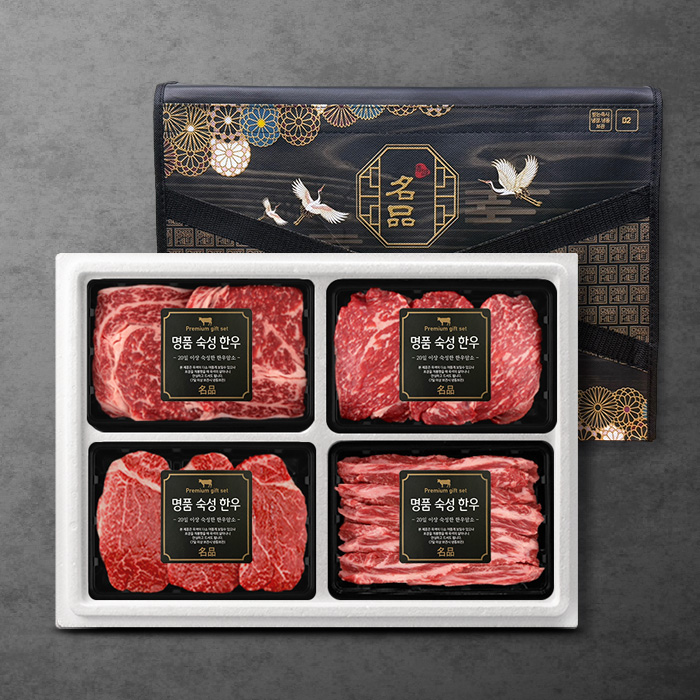 1++(8)등급 숙성 한우세트 2호(800g/꽃등심+채끝+안심+특수부위)냉장