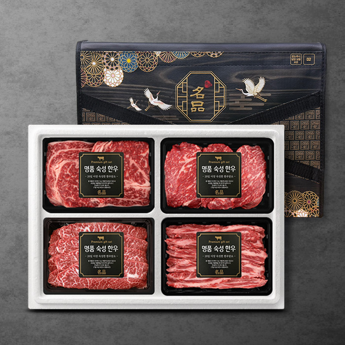 1++(8)등급 숙성 한우세트 5호 (800g/꽃등심+채끝+부채살+특수부위)냉장