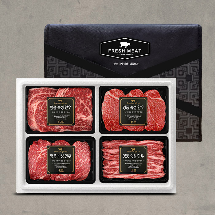 1등급 암소숙성 한우 꽃등심 구이혼합세트 1호(총1.6kg/팩당400g/꽃등심+안심+채끝+특수부위)냉장