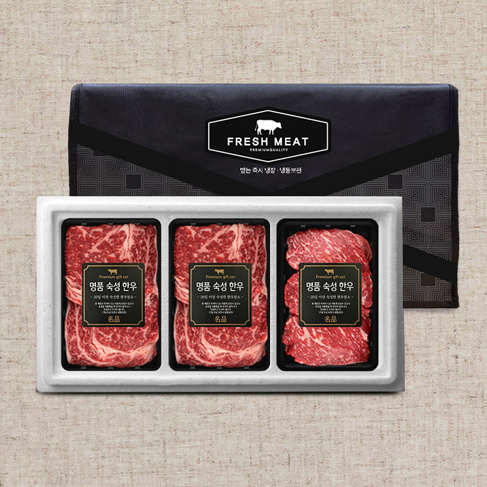 1+등급 숙성 한우 꽃등심 구이세트 6호(총1.1kg/꽃등심400g+꽃등심400g+특수부위300g)냉장