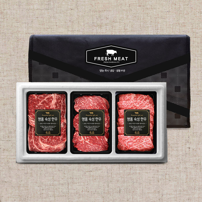 1+등급 숙성 한우 꽃등심 구이세트 9호(총1.2kg/팩당400g/꽃등심+채끝+살치살)냉장